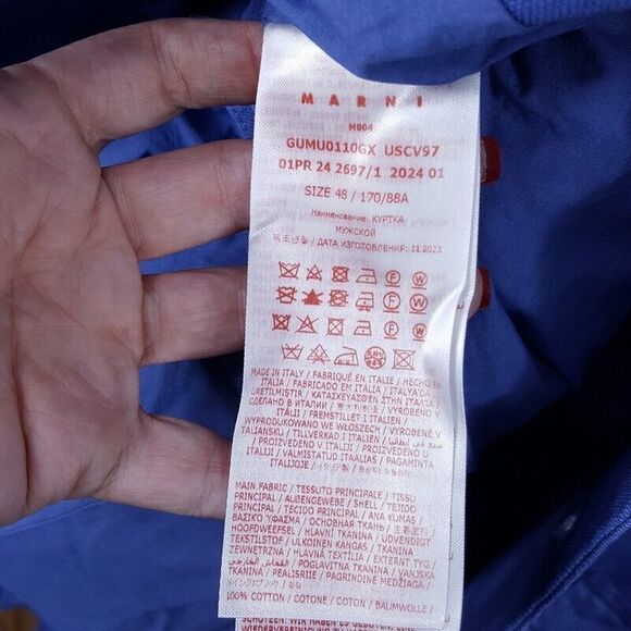 MARNI Barn Jacket Mens Size 48 Blue Overdyed Cotton Canvas Adjustable $1550 - Picture 8 of 10